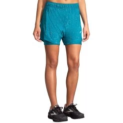 Brooks | Women's Chaser 5" 2-in-1 Short - Lagoon Speckle Print