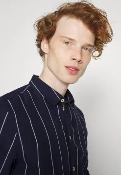 Pier One Linen Mix Stripe - Shirt - Dark Blue -Clothing Promotion Shop 368860f76af348d18efc7d675b2e5f38