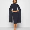 Wal G Cape Sleeve Dress - Cocktail Dress / Party Dress - Navy Blue