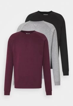 Pier One 3 Pack - Sweatshirt - Bordeaux/Black/Grey