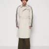 Adidas Originals 3 Stripe Coat Unisex - Trenchcoat - Beige -Clothing Promotion Shop 8e9a5ec209eb4feca499de07392fee52