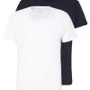 Pier One 2 Pack - Basic T-Shirt - White/Dark Blue -Clothing Promotion Shop c317d65fe9bd4dd2b5dfb2c9aa92192f