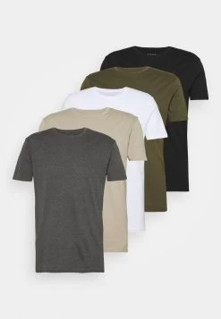 Pier One 5 Pack - Basic T-Shirt - White/Dark Grey/Black -Clothing Promotion Shop c8b9f5cce9884e23aebd3711252e2349
